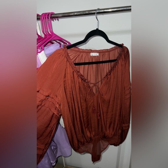 FREE PEOPLE All Tucks Bodysuit in Terracotta Size S (could fit a medium) - Picture 5 of 7